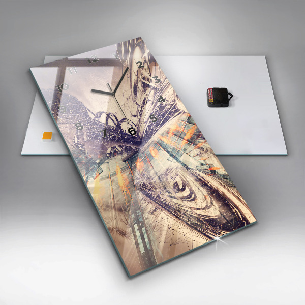 Reloj de vidrio vertical Mecanismo abstracto - espejomat.es