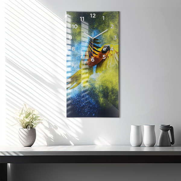 Reloj de cristal vertical Loro de colores - espejomat.es