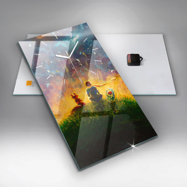 Reloj de cristal vertical Principito abstracto - espejomat.es