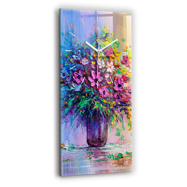 Reloj de cristal vertical Flores en un jarrón - espejomat.es