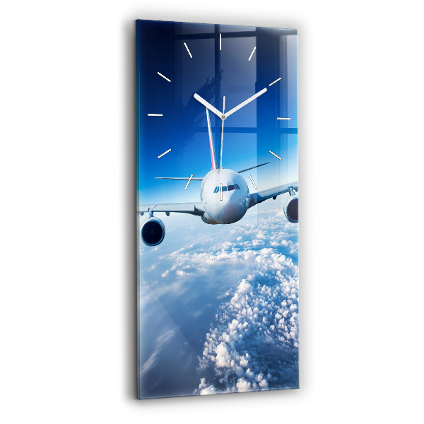 Reloj de cristal vertical Avión Nubes - espejomat.es