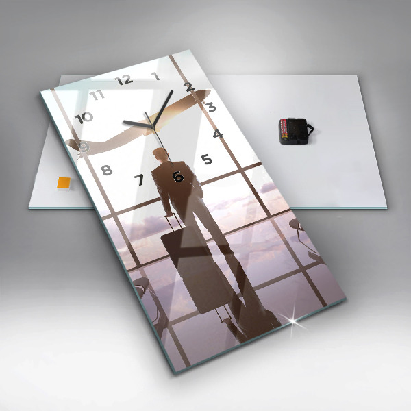 Reloj de vidrio vertical Hombre en el aeropuerto - espejomat.es