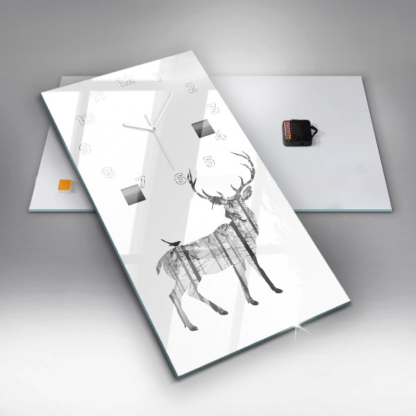 Reloj de vidrio vertical Silueta de un ciervo Bosque - espejomat.es