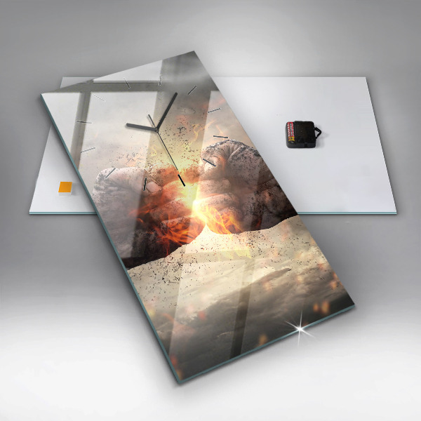 Reloj de cristal vertical Puños Poder - espejomat.es