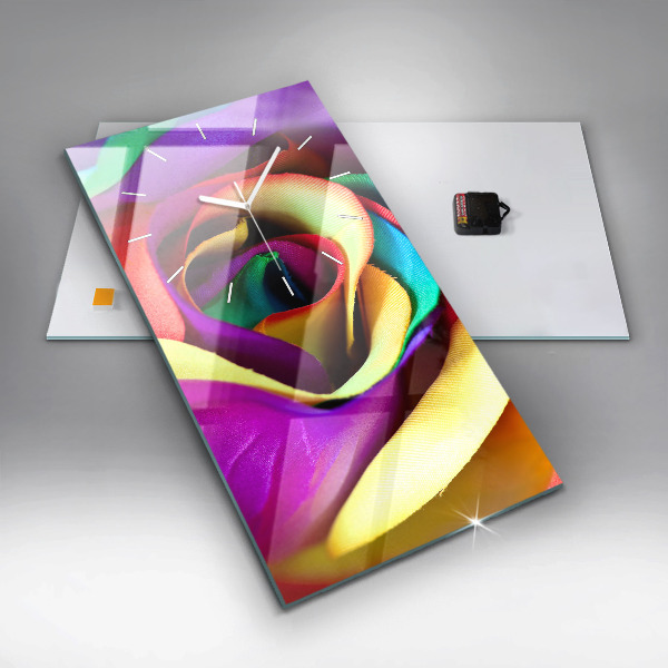 Reloj de vidrio vertical Rosa arco iris - espejomat.es