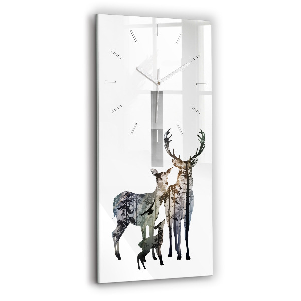 Reloj de cristal vertical Familia de ciervos - espejomat.es