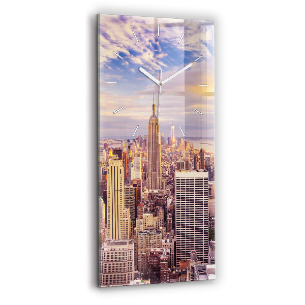 Reloj de vidrio vertical Atardecer Nueva York - espejomat.es