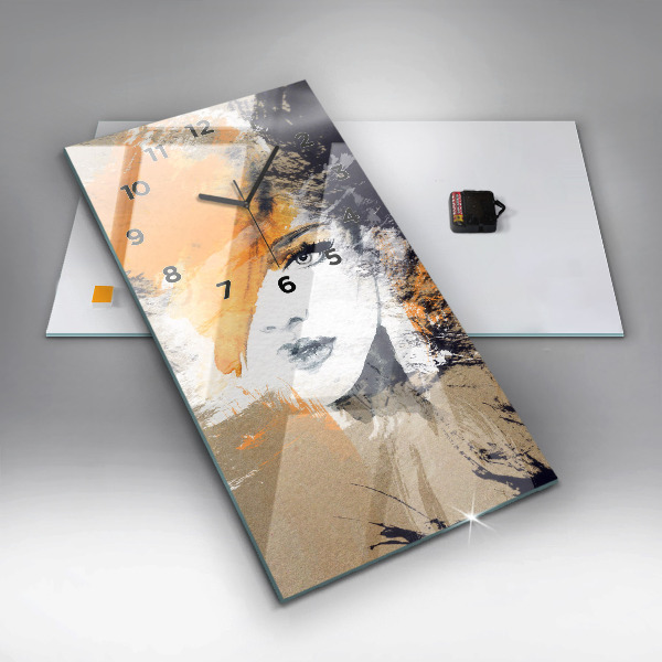 Reloj de vidrio vertical Retrato de mujer abstracto - espejomat.es
