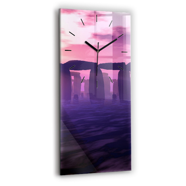 Reloj de cristal vertical Puesta de sol en Stonehenge - espejomat.es