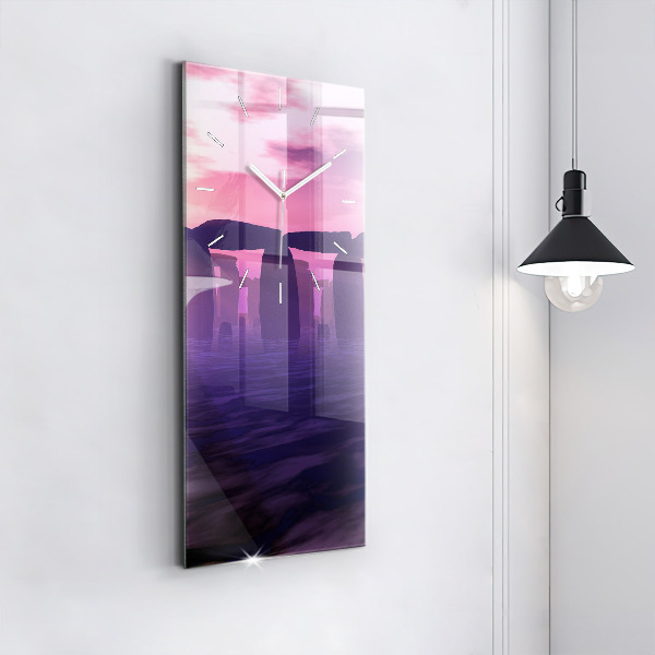 Reloj de cristal vertical Puesta de sol en Stonehenge - espejomat.es