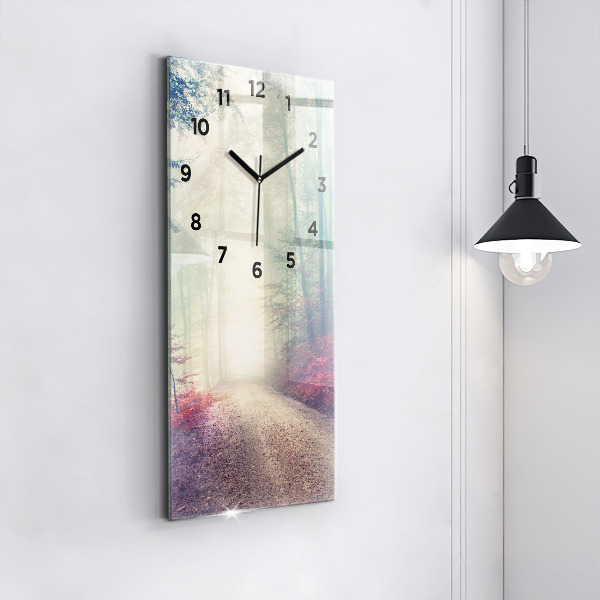 Reloj vertical Carretera otoñal Bosque Niebla - espejomat.es