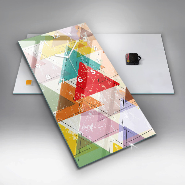 Reloj de cristal vertical Triángulos patrón geométrico - espejomat.es