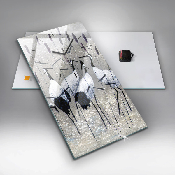 Reloj vertical Grullas en los juncos - espejomat.es