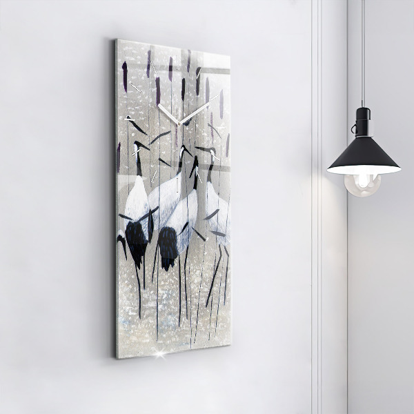 Reloj vertical Grullas en los juncos - espejomat.es