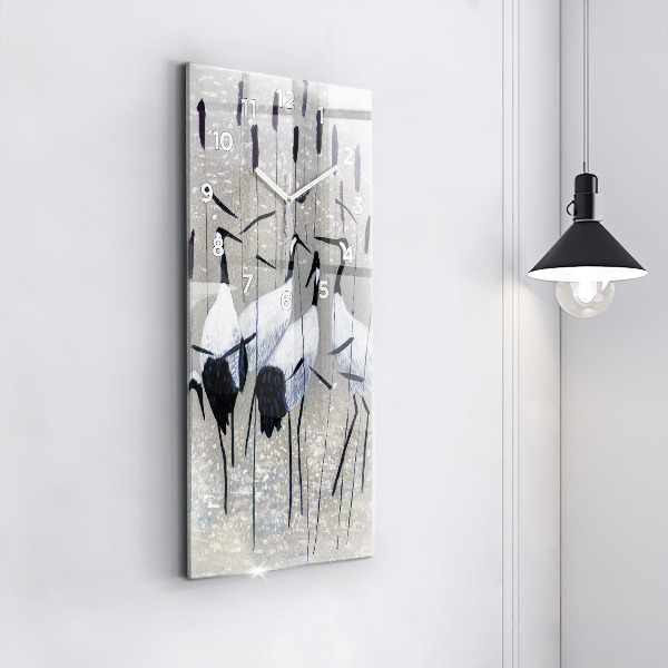 Reloj vertical Grullas en los juncos - espejomat.es