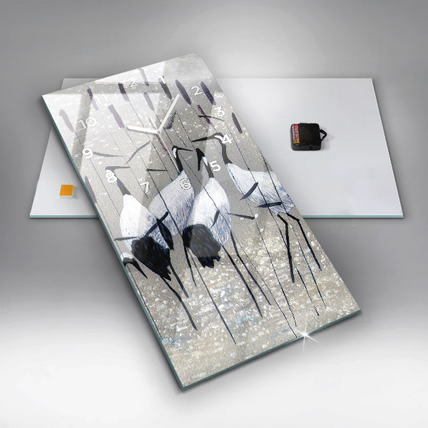 Reloj vertical Grullas en los juncos - espejomat.es