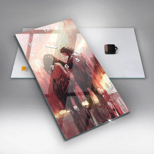 Reloj de vidrio vertical Pareja de jóvenes enamorados - espejomat.es