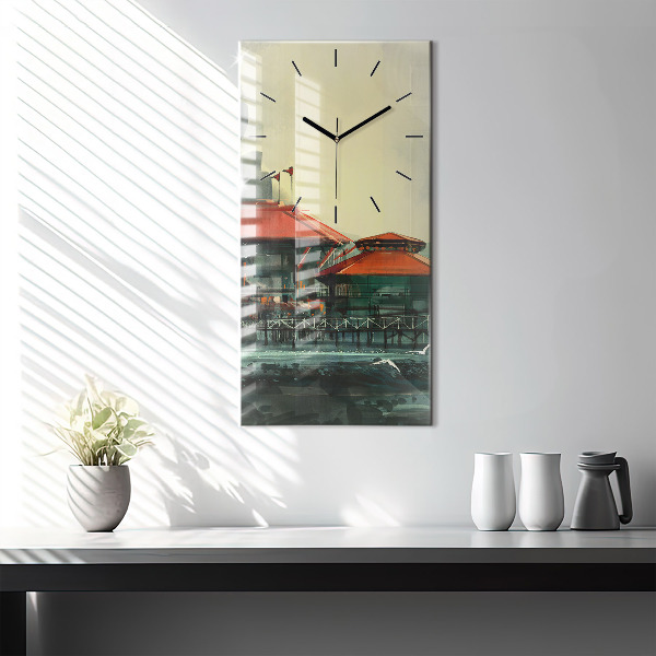 Reloj de vidrio vertical Pueblo pesquero - espejomat.es