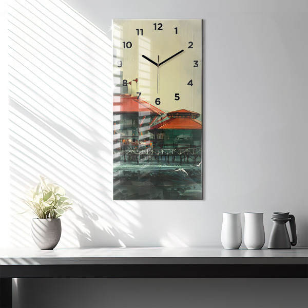 Reloj de vidrio vertical Pueblo pesquero - espejomat.es