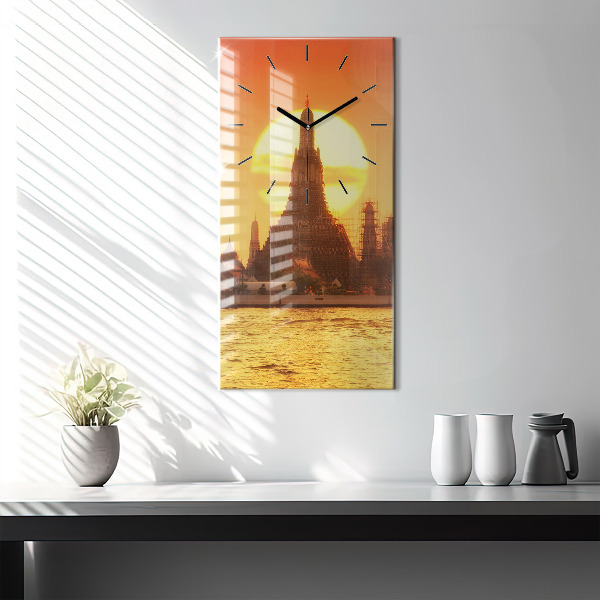 Reloj de vidrio vertical Wat arun Bangkok Tailandia - espejomat.es