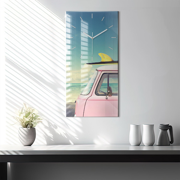 Reloj vertical Coche con tabla de surf - espejomat.es