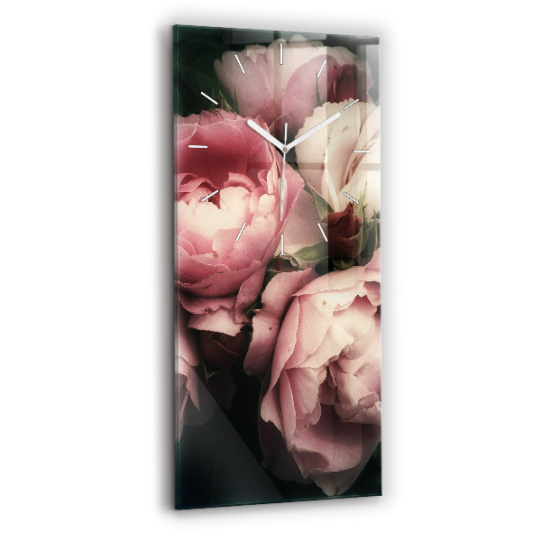 Reloj de cristal vertical Ramo de rosas rosas - espejomat.es