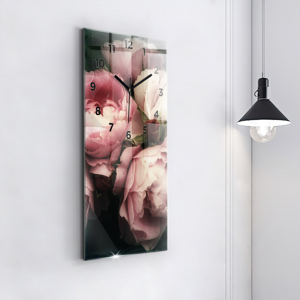 Reloj de cristal vertical Ramo de rosas rosas - espejomat.es