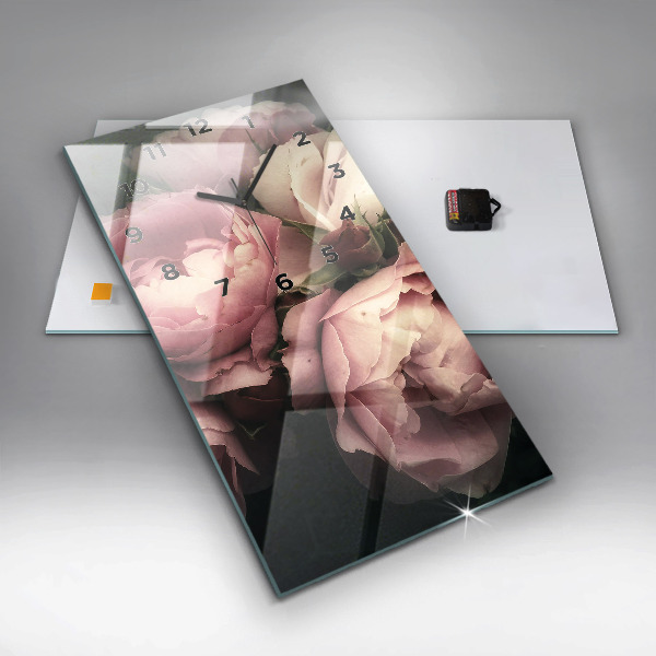 Reloj de cristal vertical Ramo de rosas rosas - espejomat.es