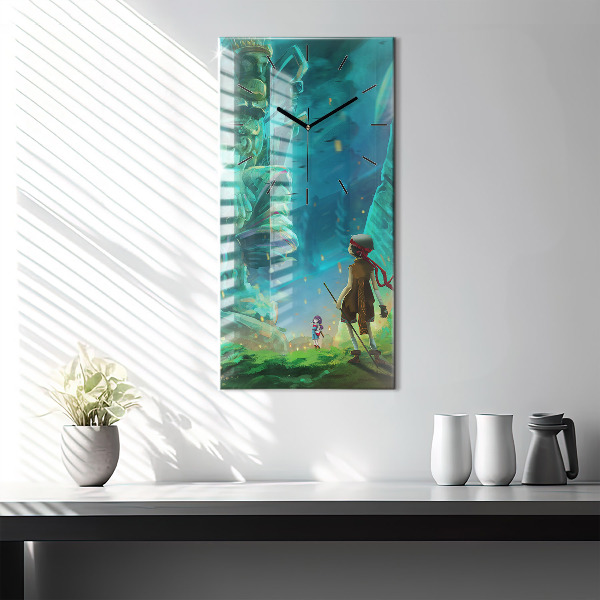 Reloj de cristal vertical Niños en un bosque de cuento - espejomat.es