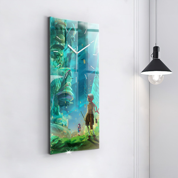 Reloj de cristal vertical Niños en un bosque de cuento - espejomat.es