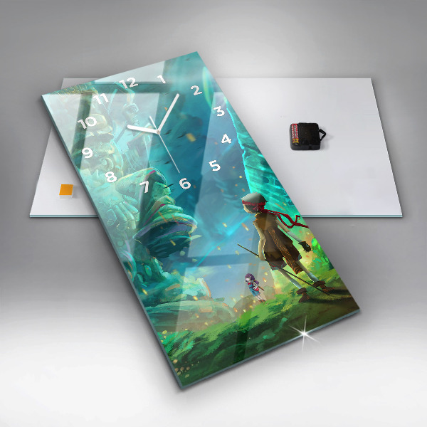 Reloj de cristal vertical Niños en un bosque de cuento - espejomat.es