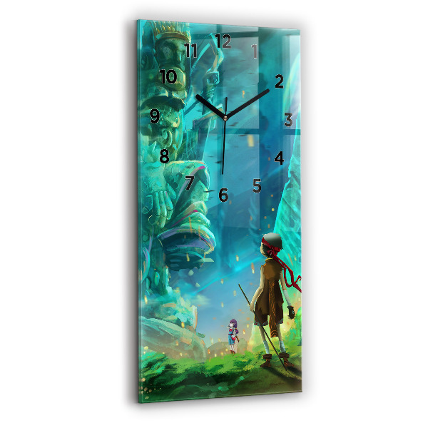 Reloj de cristal vertical Niños en un bosque de cuento - espejomat.es