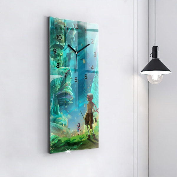 Reloj de cristal vertical Niños en un bosque de cuento - espejomat.es