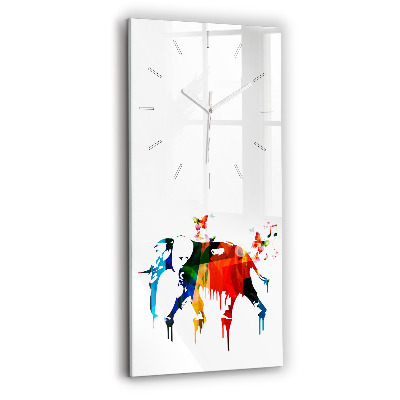 Reloj de cristal vertical Elefante pintado de colores - espejomat.es