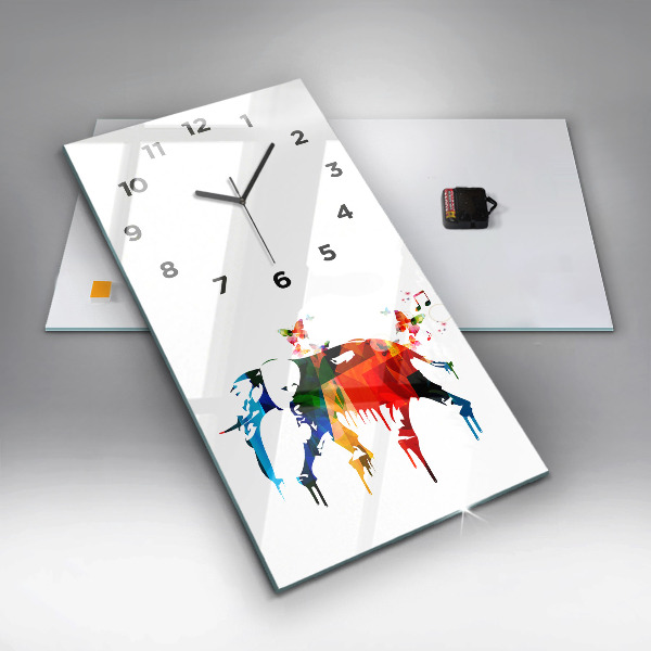 Reloj de cristal vertical Elefante pintado de colores - espejomat.es
