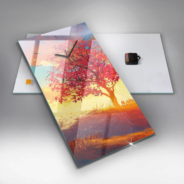 Reloj de cristal vertical Paisaje otoñal - espejomat.es