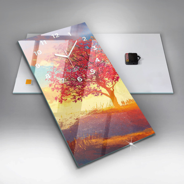 Reloj de cristal vertical Paisaje otoñal - espejomat.es