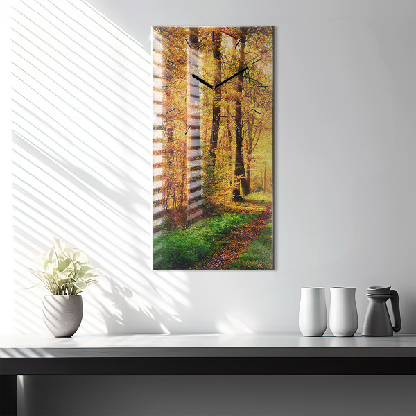 Reloj vertical Paisaje de bosque otoñal - espejomat.es