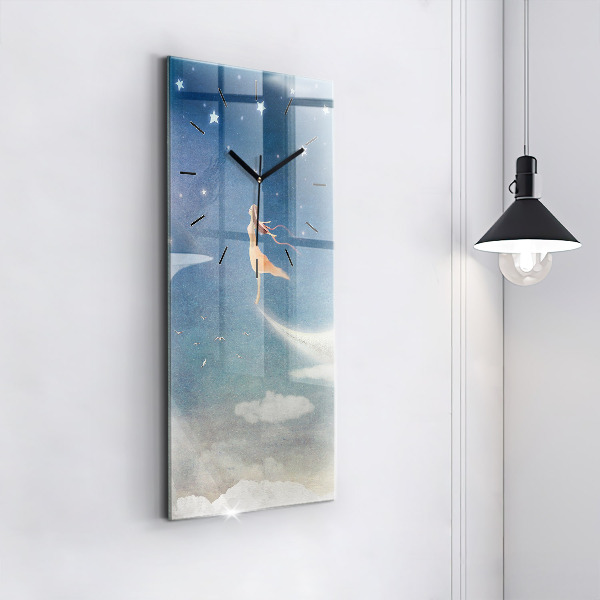 Reloj de cristal vertical Chica en la luna - espejomat.es