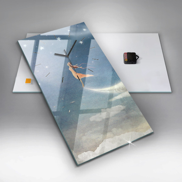 Reloj de cristal vertical Chica en la luna - espejomat.es