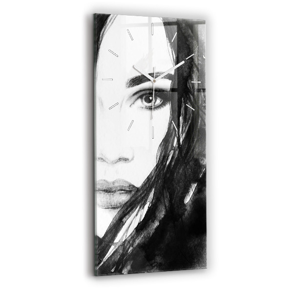 Reloj vertical Retrato de mujer acuarela - espejomat.es