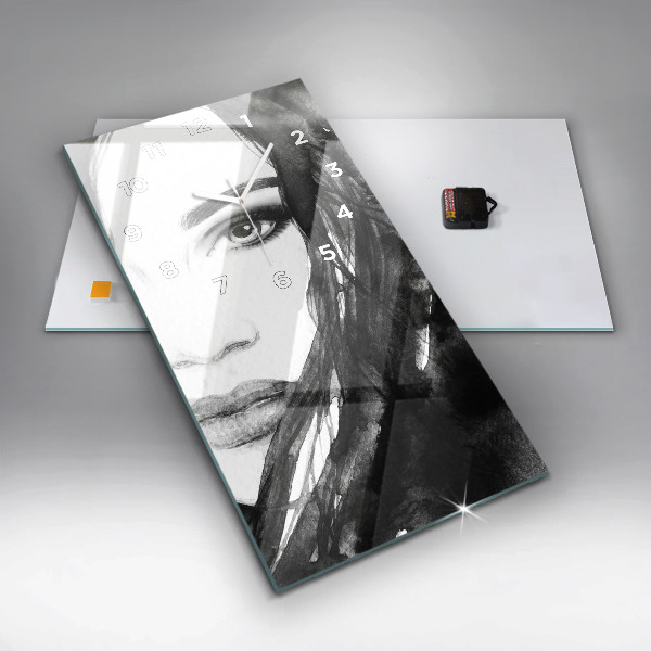 Reloj vertical Retrato de mujer acuarela - espejomat.es