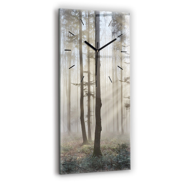 Reloj de cristal vertical Bosque en niebla - espejomat.es