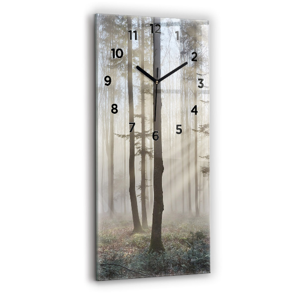 Reloj de cristal vertical Bosque en niebla - espejomat.es