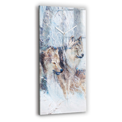 Reloj de vidrio vertical Lobos en el bosque - espejomat.es