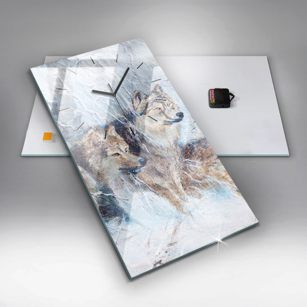 Reloj de vidrio vertical Lobos en el bosque - espejomat.es