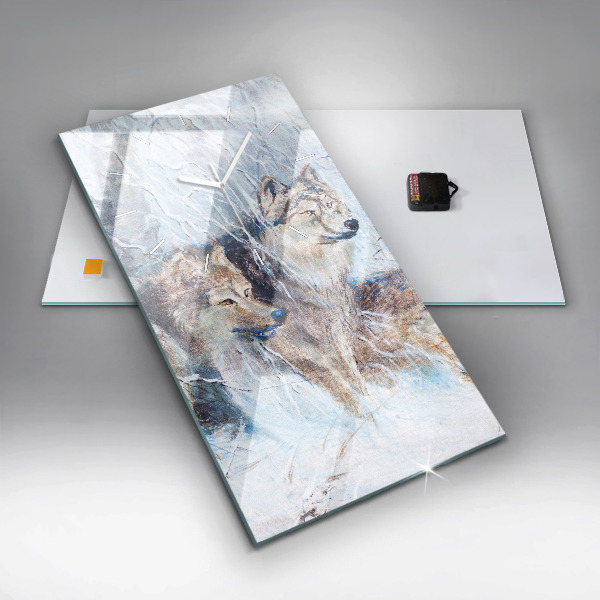 Reloj de vidrio vertical Lobos en el bosque - espejomat.es