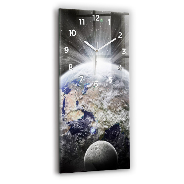 Reloj de cristal vertical Tierra Luna Sol - espejomat.es