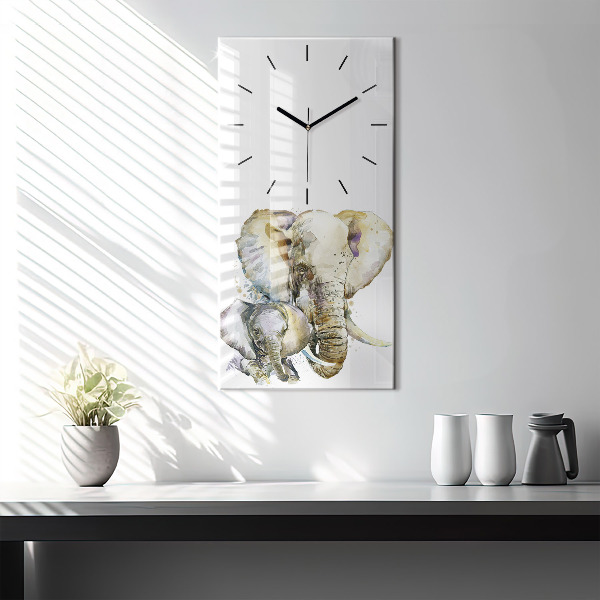 Reloj de vidrio vertical Animales pintados Elefante - espejomat.es