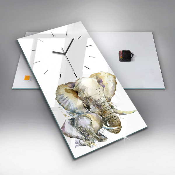 Reloj de vidrio vertical Animales pintados Elefante - espejomat.es